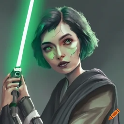 craiyon_192111_impressive_concept_art_of_a_padawan_girl_with_short_black_hair__wielding_a_dazzling_g